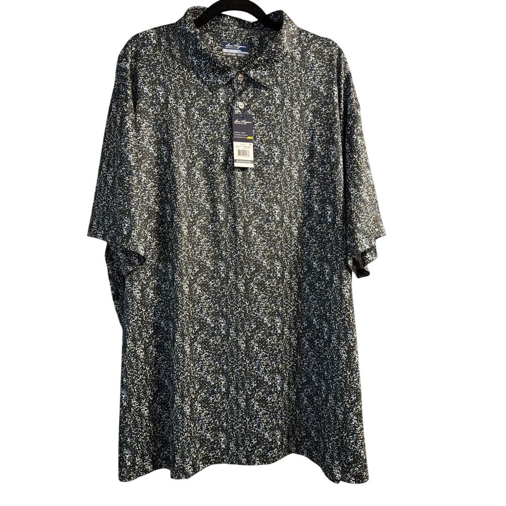Ben Hogan Performance Men's Black Blue Splatter Short Sleeve Polo Shirt Size 3XL